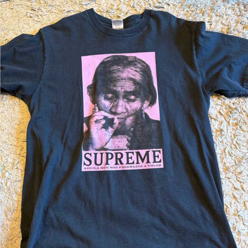 Supreme Black and Pink Graphic Tee